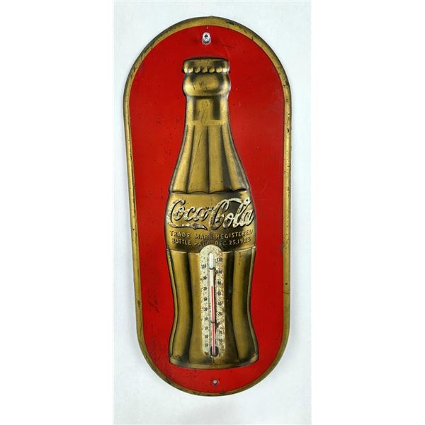 1938 Coca Cola Anniversary Gold Bottle Thermometer