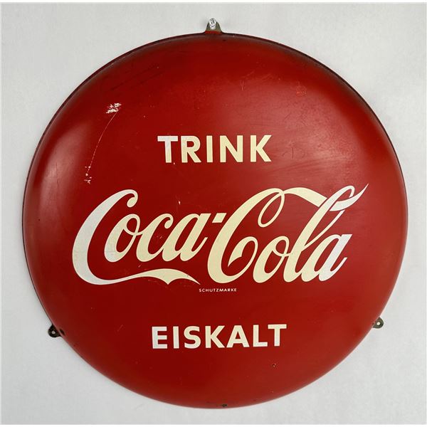 German Trink Eiskalt Coca Cola Button Sign