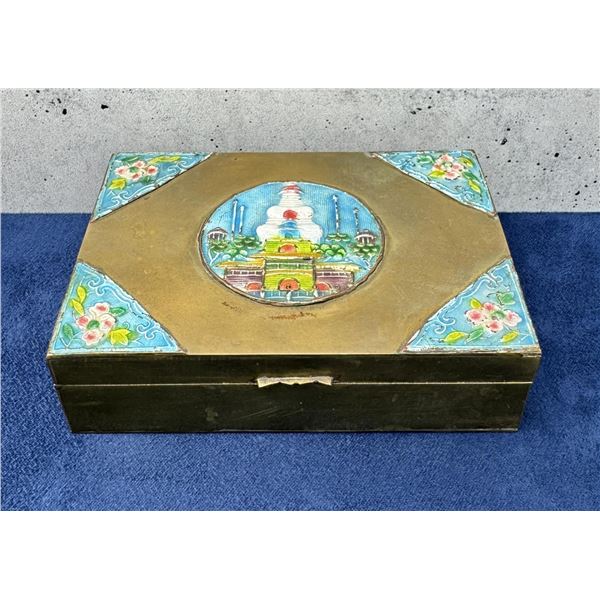 Antique Chinese Cloisonne Brass Trinket Box
