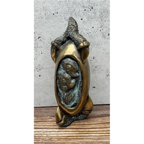 Bob Wilfong Baby Emperor Penguin in Egg Bronze