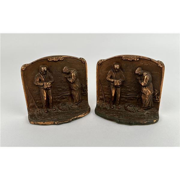 Hubley Cast Iron Bookends Angelus Call To Prayer