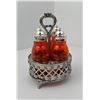 Image 2 : Red Etched Glass Cruet Condiment Set