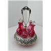 Image 2 : Cranberry Glass Castor Condiment Cruet Set
