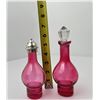 Image 7 : Cranberry Glass Castor Condiment Cruet Set