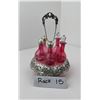 Image 8 : Cranberry Glass Castor Condiment Cruet Set