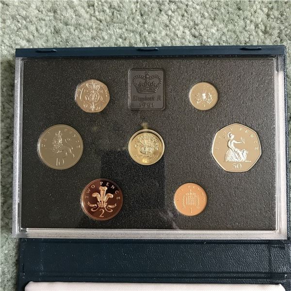 Royal Mint 1991 UK Deluxe Proof Coin Set 7 Coins