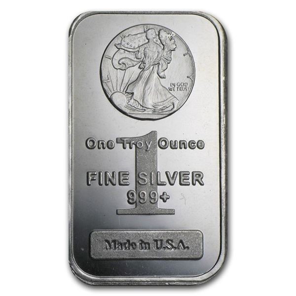 1 oz .999 Pure Silver Bar - Walking Liberty Design