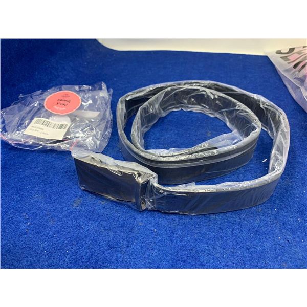 Men's Black and Brushed Chrome Belt