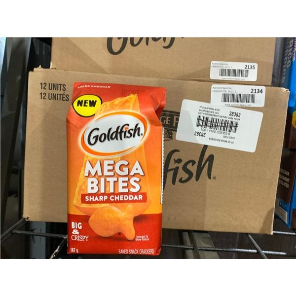 GoldFish Mega Bites Sharp Cheddar Baked Snack Crackers 167gx12