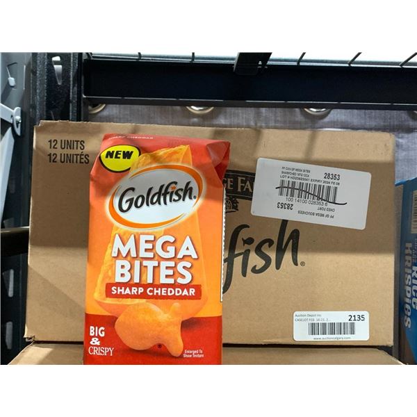 GoldFish Mega Bites Sharp Cheddar Baked Snack Crackers 167gx12