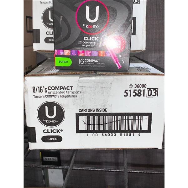 Kotex U Click w/ Comfort Flex Unscented Tampons 8 x 16