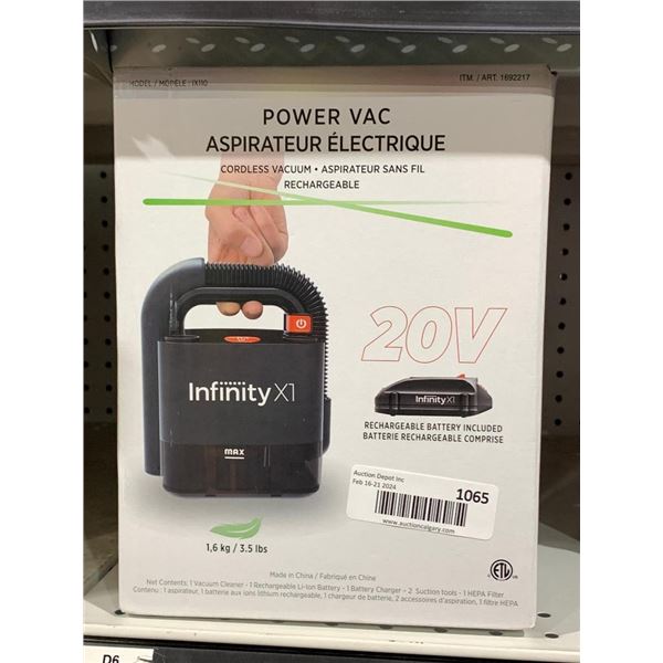 Power AC Cordless Vacuum 20V Rechargeable Battery