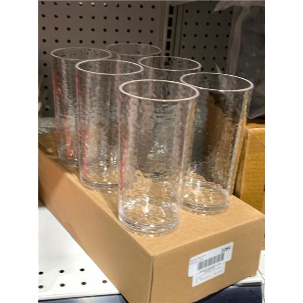 Lot of 6 clear plastic cups, 20 ounce capacity