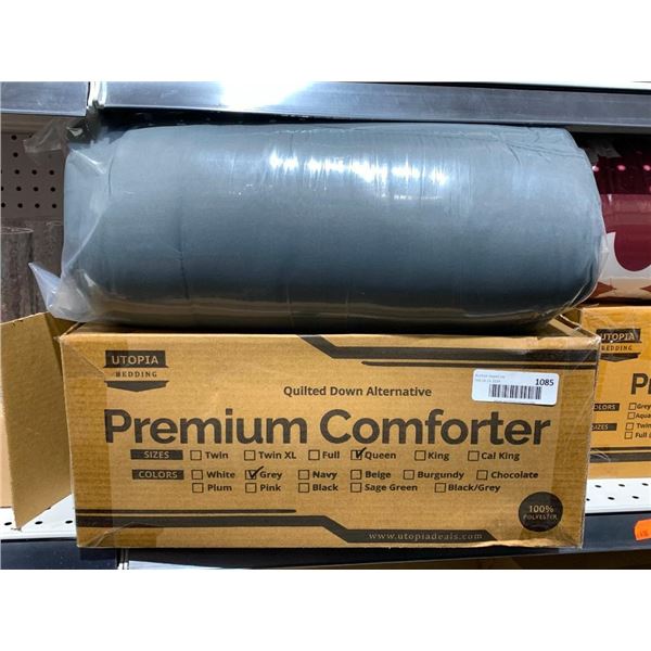 Utopia bedding grey premium comforter, queen size