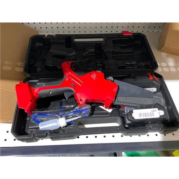 Miniature hand-held battery opperated chainsaw