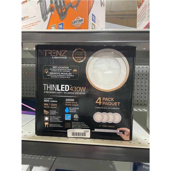 Trenz Lighting 4 Pack 4in ThinLED Recessed Wafer Light - 1/2in Thick, 3000K Warm Light, 600 Lumens