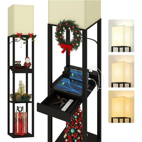 Tabevio Floor Lamp With Shelves