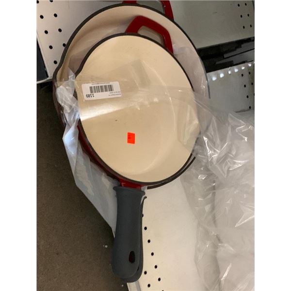 Tramotina enamel coated cast iron skillet, lot of 2