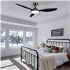 Image 2 : Ohniyou Ceiling Fan with Lights and Remote Control, 52" Black Ceiling Fan with 3 Blades, 6 Speeds Sm