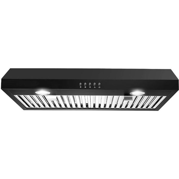 SNDOAS Under Cabinet Range Hood 30 inch,Stainless Steel Range Hood with 500 CFM,Black Range Hood Duc