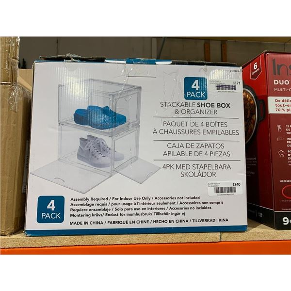 4 Pack stackabke shoe box and organizer.