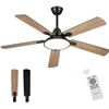Image 2 : Melkelen Ceiling Fan with Lights and Remote, 52 Inch Outdoor Ceiling Fan with Light, Modern Black Fa