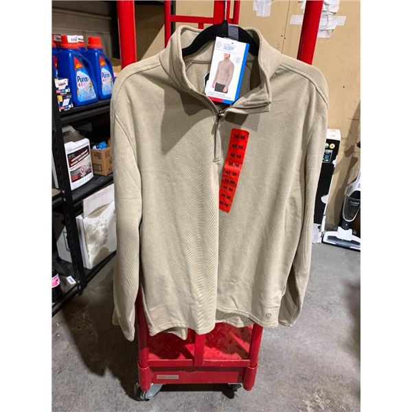 Mondetta Men's Quarter Zip Sweater Beige Size Medium