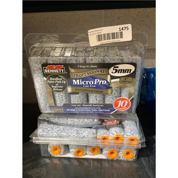 Bennett micro pro paint rollers 2 packs of 10