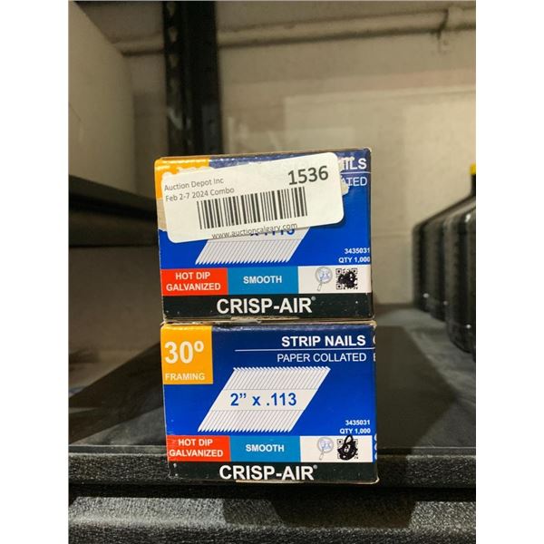 Crisp air strip nails, 2 boxes of 1000 nails