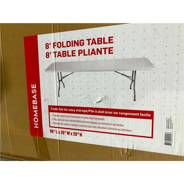 Home Base 8 foot long folding table