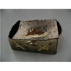 Extremely rare seal skin box with ivory artifact handle, ca. 1950