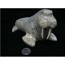 Soapstone walrus- 8", by Eric Tetpon III