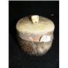 Image 1 : 3" seal skin basket with fossilized ivory finial