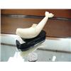 Image 1 : Old ivory whale 5" carved from a whale tooth mounted on a wood base