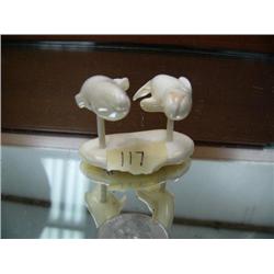 Pair of 2-1/2" ivory whales by Robert Kokuluk carved from walrus teeth