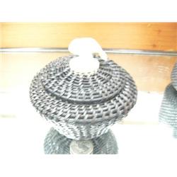 396f, baleen basket with ivory whale on top, 4-1/2", by Retlinger(?)