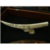 Image 1 : Scrimshawed Ivory Tusk 23" by Qualhapak, bears, walruses, whale and done in Old Bering Sea style, mo