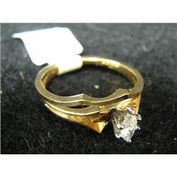 d- 14k gold Marquis cut diamond, Replacement cost $1500  1/3c  Wedding Set (3)