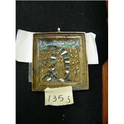 CHOICE on 10 Russian Icons 2 1/2 - 3 Inches:  2 1/2" Harrowing of Hell Enamel and Brass Icon in Gree