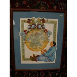 Matted and Framed Print called "Drum Song"  175/750  by Barbara Levall (3)