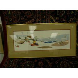 Double Matted and Framed print by Rie Munoz 1982  "Snow Bunting" 491/750   13" x 27" Frame Size (3)