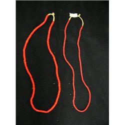 Pair of 26" red heart beaded necklaces (3)