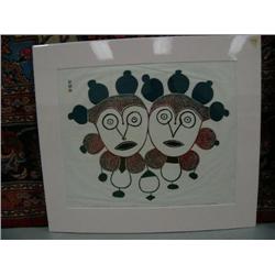 Cape Dorsett Print Matted and Shrink wrapped, I.S. 18" x 22" "Dual Mask"  23/50 1971 by Ikayulsta (3