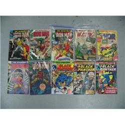 Lot of 10 comic books- 3 Jungle Action featuring The Black Panther, 5 The Invincible Iron Man, 2 Jou