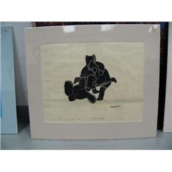 Cape Dorsett Print Matted and Shrink wrapped "Children Wrestling" done in 1975, 35 of 50, by Ohovelu