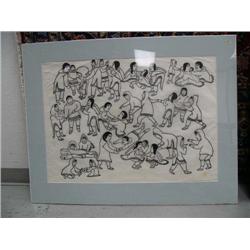 Cape Dorsett Print Matted and Shrink wrapped "An Ordinary Day", 39 of 50, done in 1972, by Manngugsa