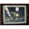 Image 1 : Original Charles Gause done in 1978 of polar bear, watercolor- 22" x 29-1/2" double-matted and frame