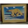 Image 1 : 77 of 950 print of polar bear by Fred Machetanz of polar bear, double matted and framed, 19" x 31" (