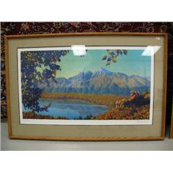 82 of 950 print by Fred Machetanz, triple matted and framed, 17-1/2" x 33" (74)