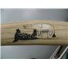 Image 10 : 30" female walrus head mount, ca. 1960, scrimshawed with walruses-seals-hunter on right tusk, left t